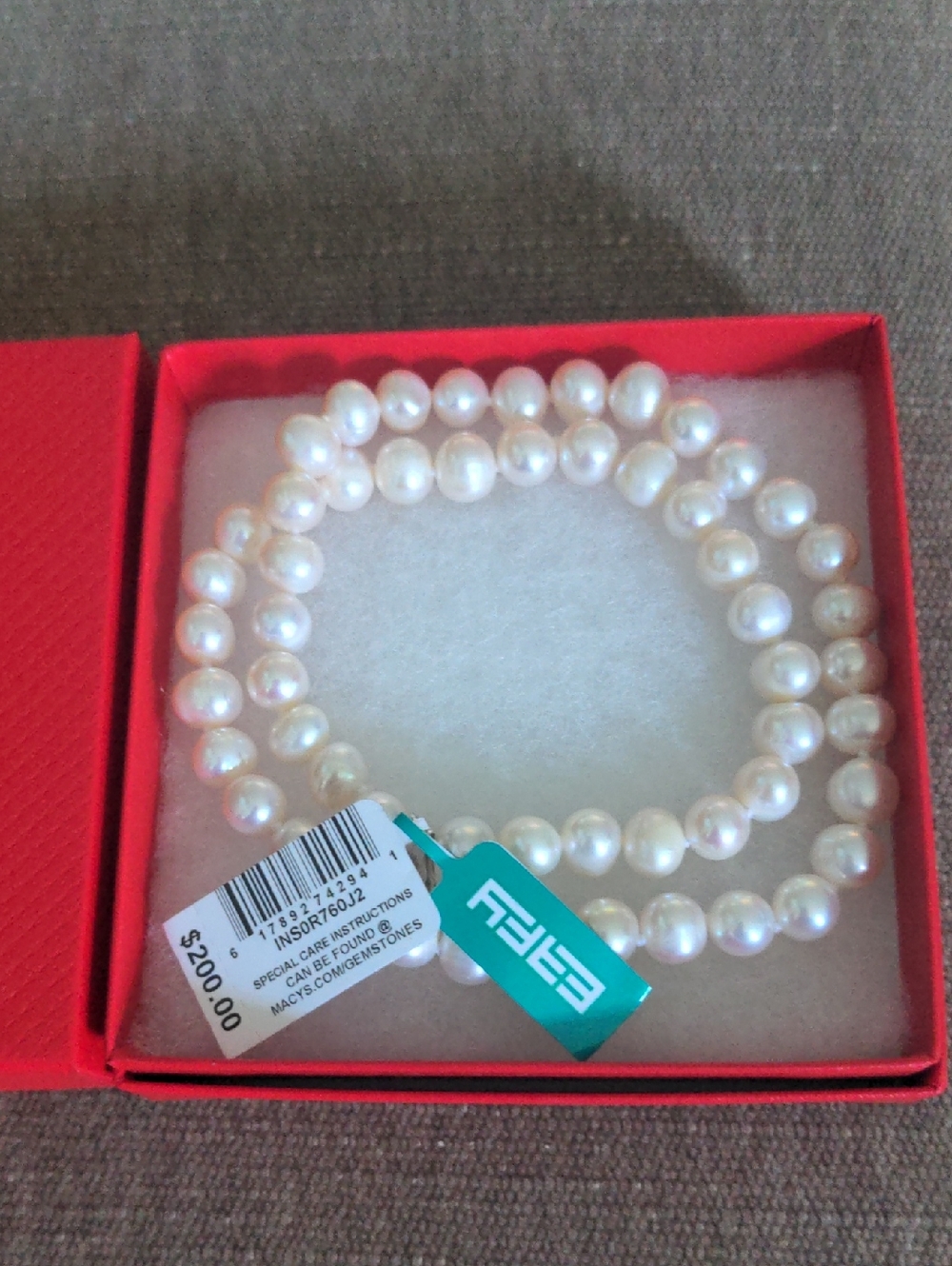 Effy Pearl Necklace Choker.Sterling Silver, New,  White, 8 Millimeters. 16" Long - Picture 8 of 8